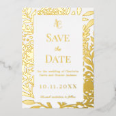 White gold wedding Save the Date foil card Folie Uitnodiging (Voorkant)