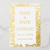 White gold wedding Save the Date foil card Folie Uitnodiging (Voorkant)