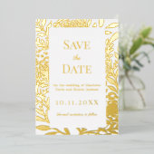 White gold wedding Save the Date foil card Folie Uitnodiging (Staand Voorkant)