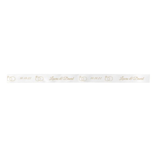 White Gold Wedding Specialized Name Ribbon Satijnen Lint (Voorkant)