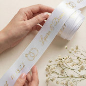 White Gold Wedding Specialized Name Ribbon Satijnen Lint