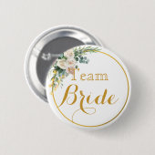 White Gold Wedding Team Bride Button (Voorkant /achterkant)