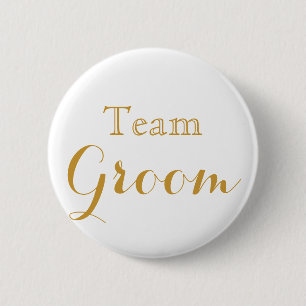 White Gold Wedding Team Groom Ronde Button 5,7 Cm