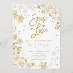 White & Gold Winter Vrijgezellenfeest Snow in Love Kaart