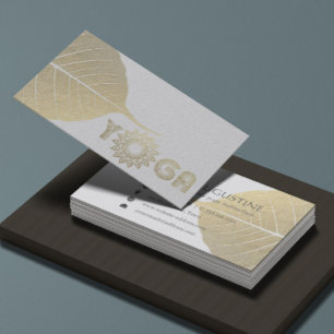 White & Gold Yoga Mediation Mandala Bodhi Leaf Visitekaartje