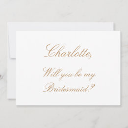 White Golden Beige Bridesmaid proposal Kaart