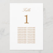 White Golden Beige Guest Names Table Kaart (Achterkant)