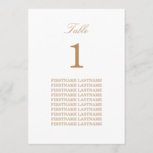 White Golden Beige Guest Names Table Kaart (Achterkant)