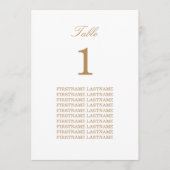 White Golden Beige Guest Names Table Kaart (Voorkant)