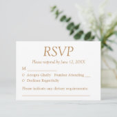 White Golden Beige Wedding RSVP Kaart (Staand voorkant)