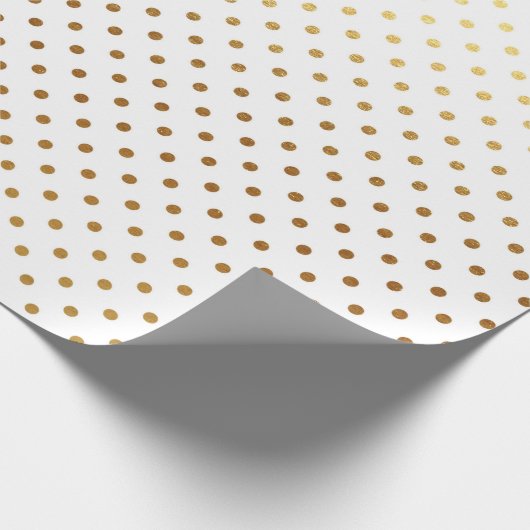 White Golden Delicate Small Polka Dots Confetti Cadeaupapier (Hoek)