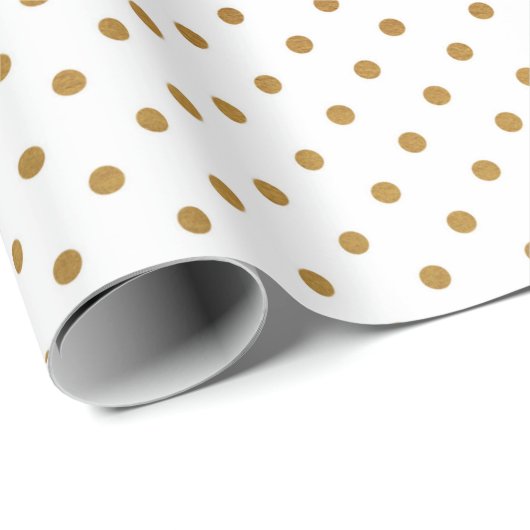 White Golden Delicate Small Polka Dots Confetti Cadeaupapier (Rol Hoek)