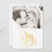 White Golden Joy Modern Photo Holiday Kaart (Voorkant)