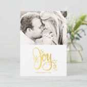 White Golden Joy Modern Photo Holiday Kaart (Staand voorkant)