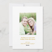 White Golden Joy Modern Photo Holiday Kaart (Achterkant)