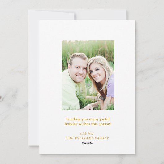 White Golden Joy Modern Photo Holiday Kaart (Achterkant)