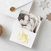 White Golden Joy Modern Photo Holiday Kaart