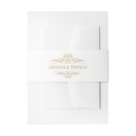 White Golden Lijst Invitation Belly Band Uitnodigingen Wikkel