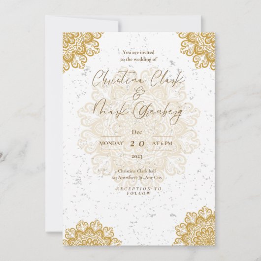 White Golden Modern Invitation Kaart (Voorkant)