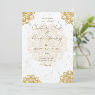 White Golden Modern Invitation Kaart