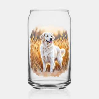 White Golden Retriever Dog Blikvorm Glas