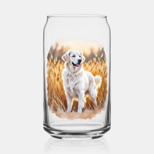 White Golden Retriever Dog Blikvorm Glas (Voorkant)