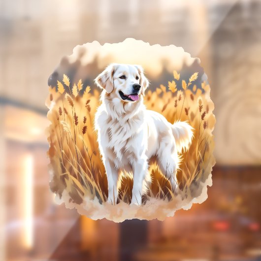 White Golden Retriever Dog Raamsticker (Vel 2)