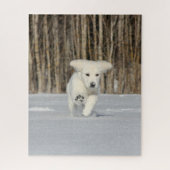 White Golden Retriever Puppy in sneeuw Legpuzzel (Verticaal)