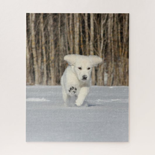 White Golden Retriever Puppy in sneeuw Legpuzzel (Verticaal)
