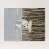 White Golden Retriever Puppy in sneeuw Legpuzzel (Horizontaal)