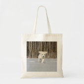 White Golden Retriever Puppy in sneeuw Tote Bag (Voorkant)