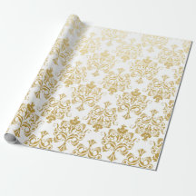 White Golden Royal Damask Floral Ornament