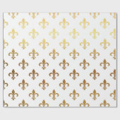 White Golden Royal Fior De Lise Ornament Cadeaupapier (Vlak)