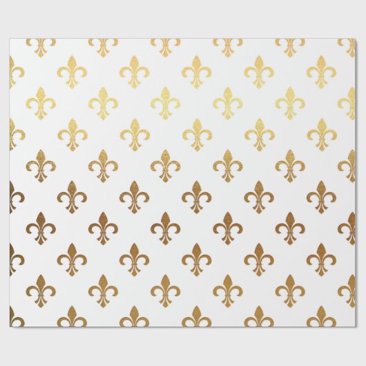 White Golden Royal Fior De Lise Ornament Cadeaupapier (Vlak)