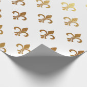 White Golden Royal Fior De Lise Ornament Cadeaupapier (Hoek)