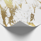 White Golden Stroke Marble Shiny Glam Abstracte VI Cadeaupapier (Hoek)