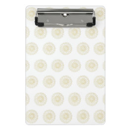 White | Golden Zinnia Flower Medallions Mini Klembord