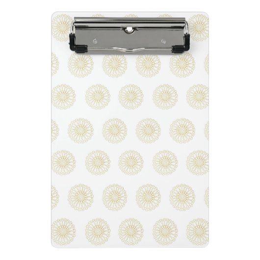 White | Golden Zinnia Flower Medallions Mini Klembord (Voorkant)