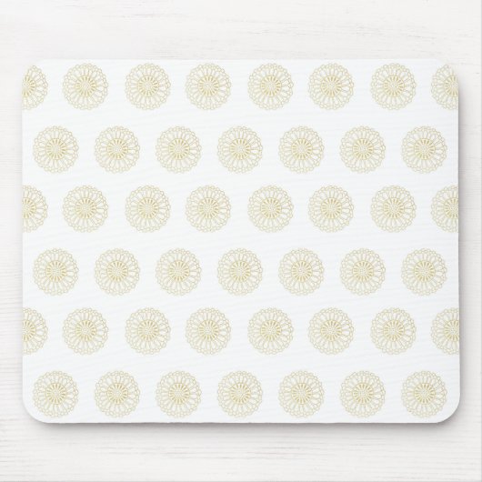 White | Golden Zinnia Flower Medallions Muismat (Voorkant)