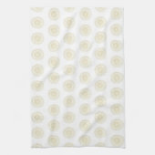 White | Golden Zinnia Flower Medallions Theedoek (Verticaal)