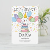 White Goldendoodle Hond Verjaardagsfeestje Uitnodi Kaart (Staand voorkant)