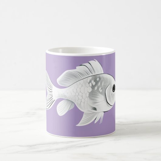 White goldfish on a lavender background mug magische mok (Center)
