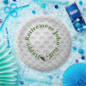 White Golf Bal with Club Retirement Papieren Bordje (Feest)