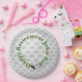 White Golf Bal with Club Retirement Papieren Bordje (Feest)