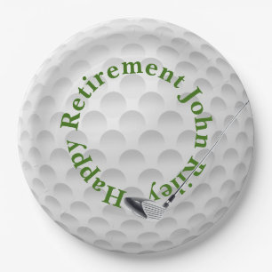 White Golf Bal with Club Retirement Papieren Bordje