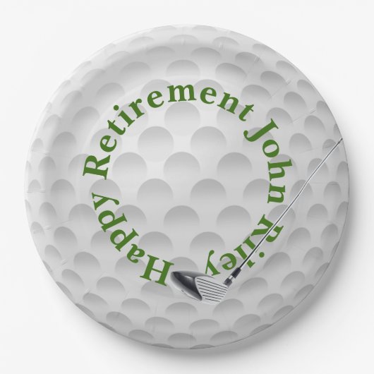 White Golf Bal with Club Retirement Papieren Bordje (Voorkant)