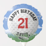 White Golf Ball for 21st Birthday Ballon<br><div class="desc">Witte golfbal in gras met golfclub voor het 21ste verjaardagsfeest. De naam en het jaar van de geboorte kunnen worden aangepast.</div>