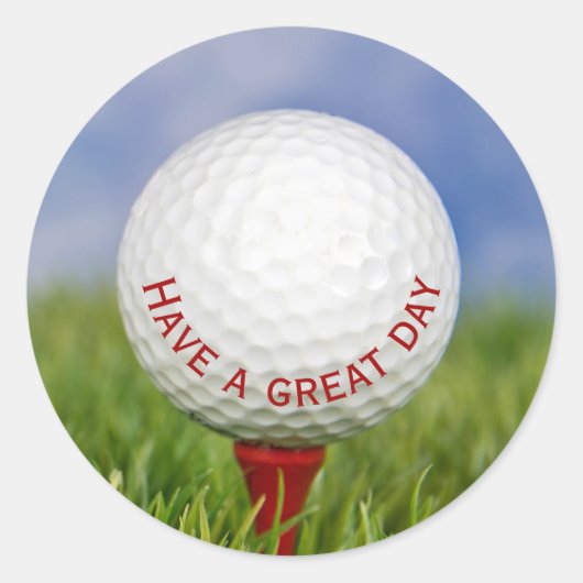 White Golf Ball on Red T-shirt Ronde Sticker (Voorkant)
