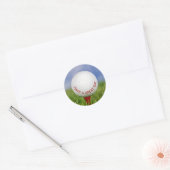 White Golf Ball on Red T-shirt Ronde Sticker (Envelop)