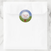 White Golf Ball on Red T-shirt Ronde Sticker (Tas)